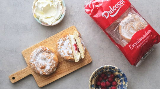 Ensaimadas mascarpone frambuesas