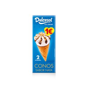 Disfruta de irresistibles conos de helado sabor nata, cremosos y deliciosos, perfectos para cualquier momento. Un clásico refrescante que encanta a toda la familia.