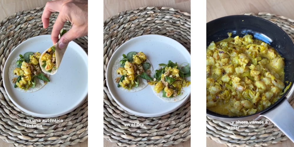 Si te gustan las recetas rápidas pero con mucho sabor, estos tacos de gambón al curry se convertirán en uno de tus imprescindibles. La combinación del gambón, las especias, las verduras salteadas y el toque fresco de la rúcula crea un equilibrio perfecto que sorprenderá a todos en la mesa.