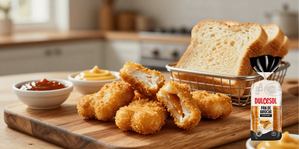 Nuggets caseros con pan Brioche Dulcesol