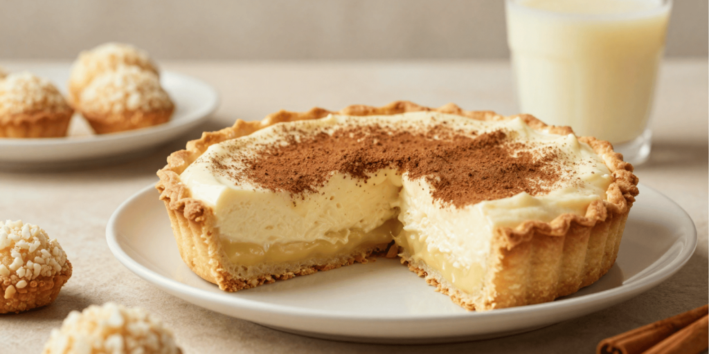 La esencia de Valencia llega en forma de postre con esta deliciosa tarta valenciana elaborada con fartons Dulcesol y horchata.