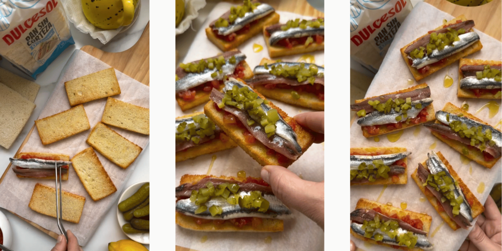 Matrimonio de anchoa y boquerón con tostada crujiente